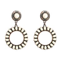 1 Pair Retro Ethnic Style Round Plating Inlay Alloy Turquoise Drop Earrings main image 5