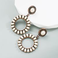 1 Pair Retro Ethnic Style Round Plating Inlay Alloy Turquoise Drop Earrings main image 4
