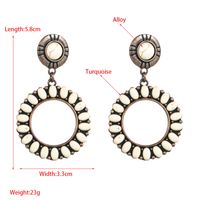 1 Pair Retro Ethnic Style Round Plating Inlay Alloy Turquoise Drop Earrings main image 2