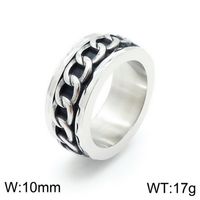 Retro Rock Classic Style Chains Print Twist Stainless Steel Titanium Steel Steel 18K Gold Plated Men's Rings sku image 28