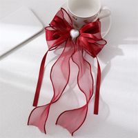 Women's Sweet Solid Color Bow Knot Cloth Hair Clip sku image 1