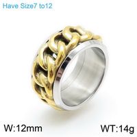 Retro Rock Classic Style Chains Print Twist Stainless Steel Titanium Steel Steel 18K Gold Plated Men's Rings sku image 31