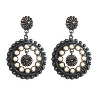 1 Pair Retro Ethnic Style Geometric Round Plating Inlay Alloy Turquoise Drop Earrings main image 5
