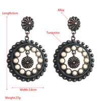 1 Pair Retro Ethnic Style Geometric Round Plating Inlay Alloy Turquoise Drop Earrings main image 2