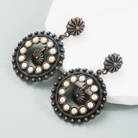 1 Pair Retro Ethnic Style Geometric Round Plating Inlay Alloy Turquoise Drop Earrings main image 4