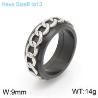 Retro Rock Classic Style Chains Print Twist Stainless Steel Titanium Steel Steel 18K Gold Plated Men's Rings sku image 12