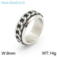 Retro Rock Classic Style Chains Print Twist Stainless Steel Titanium Steel Steel 18K Gold Plated Men's Rings sku image 6