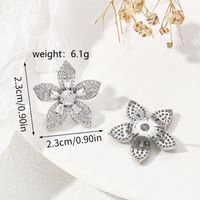 1 Pair Ig Style Elegant Flower Inlay Copper Zircon Ear Studs main image 2