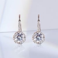 1 Pair Elegant Geometric Copper Zircon White Gold Plated Drop Earrings main image 1