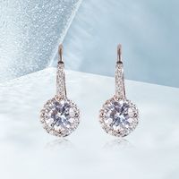 1 Pair Elegant Geometric Copper Zircon White Gold Plated Drop Earrings main image 5