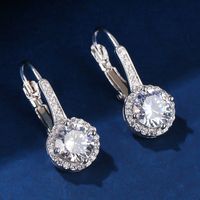 1 Pair Elegant Geometric Copper Zircon White Gold Plated Drop Earrings main image 4