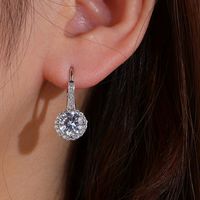 1 Pair Elegant Geometric Copper Zircon White Gold Plated Drop Earrings main image 3