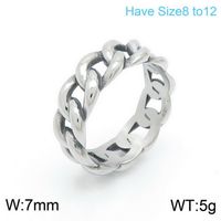 Retro Rock Classic Style Chains Print Twist Stainless Steel Titanium Steel Steel 18K Gold Plated Men's Rings sku image 18