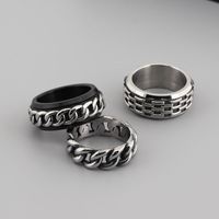 Retro Rock Classic Style Chains Print Twist Stainless Steel Titanium Steel Steel 18K Gold Plated Men's Rings main image 5