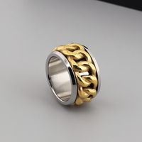 Retro Rock Classic Style Chains Print Twist Stainless Steel Titanium Steel Steel 18K Gold Plated Men's Rings main image 7