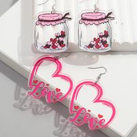 1 Pair Romantic Love Heart Shape Arylic Drop Earrings main image 5