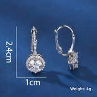 1 Pair Elegant Geometric Copper Zircon White Gold Plated Drop Earrings main image 2