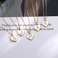 Simple Style Letter Heart Shape Copper Plating Zircon 14k Gold Plated Pendant Necklace main image 1