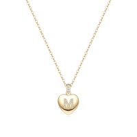 Simple Style Letter Heart Shape Copper Plating Zircon 14k Gold Plated Pendant Necklace sku image 5