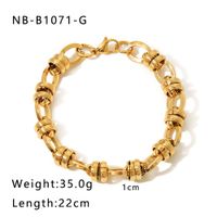 304 Stainless Steel 18K Gold Plated Hip-Hop Handmade Plating Chain Geometric Bracelets main image 2