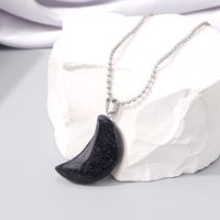 Vintage Style Simple Style Classic Style Moon Natural Stone Tiger Eye Irregular Handmade Three-dimensional Pendant Necklace main image 3