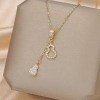 Wholesale IG Style Simple Style Electrocardiogram Wings Bow Knot 201 Stainless Steel Copper Plating Inlay Opal Zircon Pendant Necklace main image 5