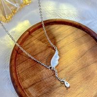 Wholesale IG Style Simple Style Electrocardiogram Wings Bow Knot 201 Stainless Steel Copper Plating Inlay Opal Zircon Pendant Necklace main image 7