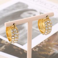1 Pair Simple Style Round Plating Inlay Stainless Steel Zircon 18K Gold Plated Earrings main image 5