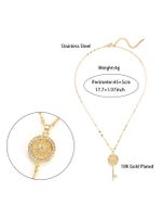 Simple Style Key Stainless Steel Plating Hollow Out Inlay Zircon 18k Gold Plated Pendant Necklace main image 2