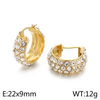 1 Pair Simple Style Round Plating Inlay Stainless Steel Zircon 18K Gold Plated Earrings sku image 2