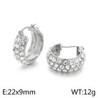 1 Pair Simple Style Round Plating Inlay Stainless Steel Zircon 18K Gold Plated Earrings sku image 1