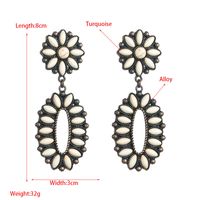 1 Pair Retro Oval Flower Plating Inlay Alloy Turquoise Drop Earrings main image 2