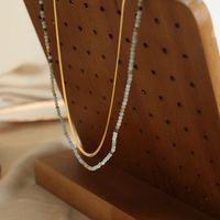 Elegant Simple Style Geometric Natural Stone Titanium Steel Beaded Plating 18k Gold Plated Double Layer Necklaces main image 3