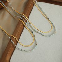Elegant Simple Style Geometric Natural Stone Titanium Steel Beaded Plating 18k Gold Plated Double Layer Necklaces main image 10