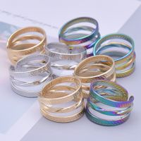 Simple Style Circle Stainless Steel Layered 18k Gold Plated Open Rings main image 4