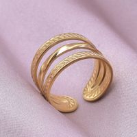 Simple Style Circle Stainless Steel Layered 18k Gold Plated Open Rings main image 7
