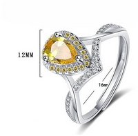 Lady Water Droplets Copper Plating Inlay Zircon White Gold Plated Open Rings main image 2