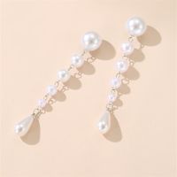 1 Pair Vintage Style Simple Style Water Droplets Solid Color Beaded Plating Imitation Pearl Alloy Drop Earrings main image 3