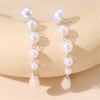 1 Pair Vintage Style Simple Style Water Droplets Solid Color Beaded Plating Imitation Pearl Alloy Drop Earrings main image 7
