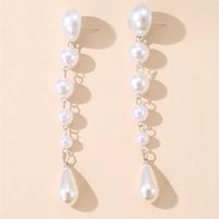1 Pair Vintage Style Simple Style Water Droplets Solid Color Beaded Plating Imitation Pearl Alloy Drop Earrings main image 5