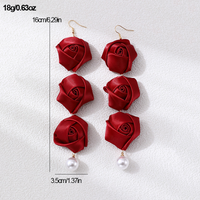 1 Pair Romantic Rose Alloy Cloth Drop Earrings main image 2