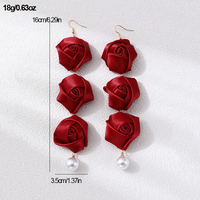 1 Paire Romantique Rose Alliage Chiffon Boucles D'oreilles main image 2