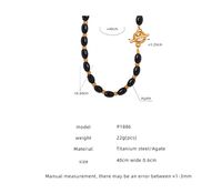 Elegant Retro Geometrisch Achat Titan Stahl Knebel Perlen Überzug 18 Karat Vergoldet Halskette main image 2