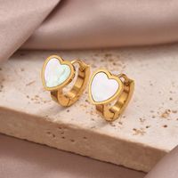 1 Pair Simple Style Commute Round Oval Heart Shape Irregular Plating Inlay 304 Stainless Steel Shell 14K Gold Plated Earrings main image 5