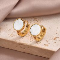 1 Pair Simple Style Commute Round Oval Heart Shape Irregular Plating Inlay 304 Stainless Steel Shell 14K Gold Plated Earrings main image 3