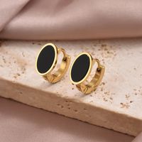 1 Pair Simple Style Commute Round Oval Heart Shape Irregular Plating Inlay 304 Stainless Steel Shell 14K Gold Plated Earrings main image 7