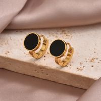 1 Pair Simple Style Commute Round Oval Heart Shape Irregular Plating Inlay 304 Stainless Steel Shell 14K Gold Plated Earrings main image 4