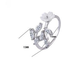 Japanese Style Flower Copper Plating Inlay Zircon White Gold Plated Rings main image 6