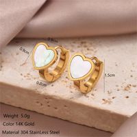 1 Pair Simple Style Commute Round Oval Heart Shape Irregular Plating Inlay 304 Stainless Steel Shell 14K Gold Plated Earrings sku image 2