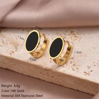 1 Pair Simple Style Commute Round Oval Heart Shape Irregular Plating Inlay 304 Stainless Steel Shell 14K Gold Plated Earrings sku image 4